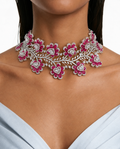 Hart- en diamanten kettingset (ketting, mang tika & oorbellen)