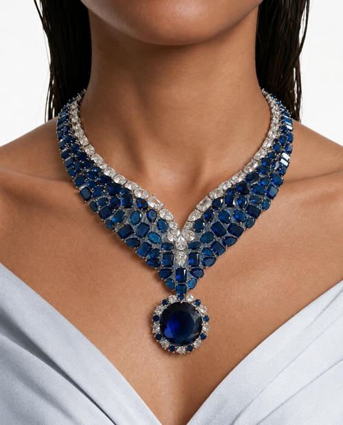 Ramona Sapphire Diamond Necklace Set