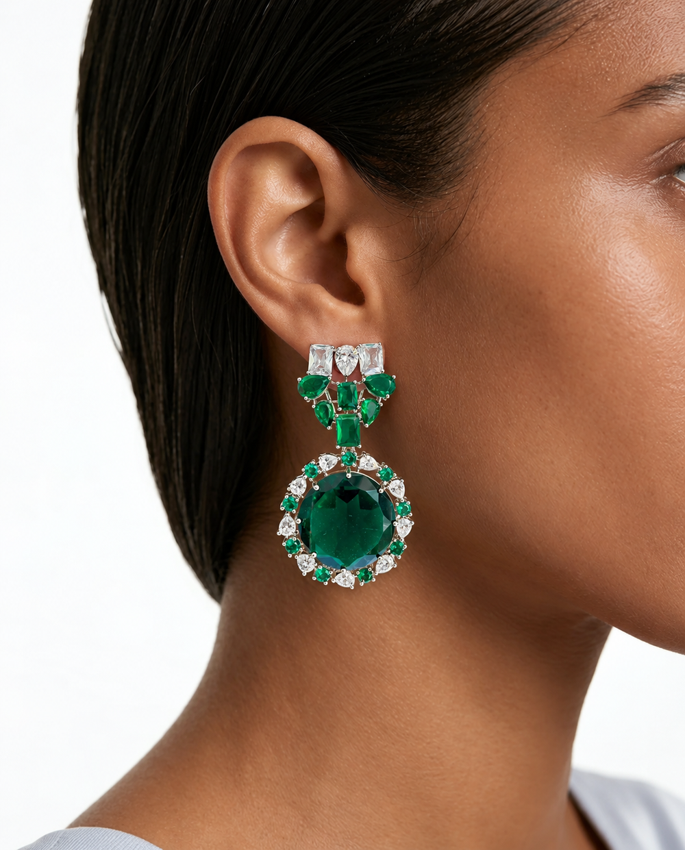 Maharani Ramona & Heart Emeralds Diamond Necklace Set