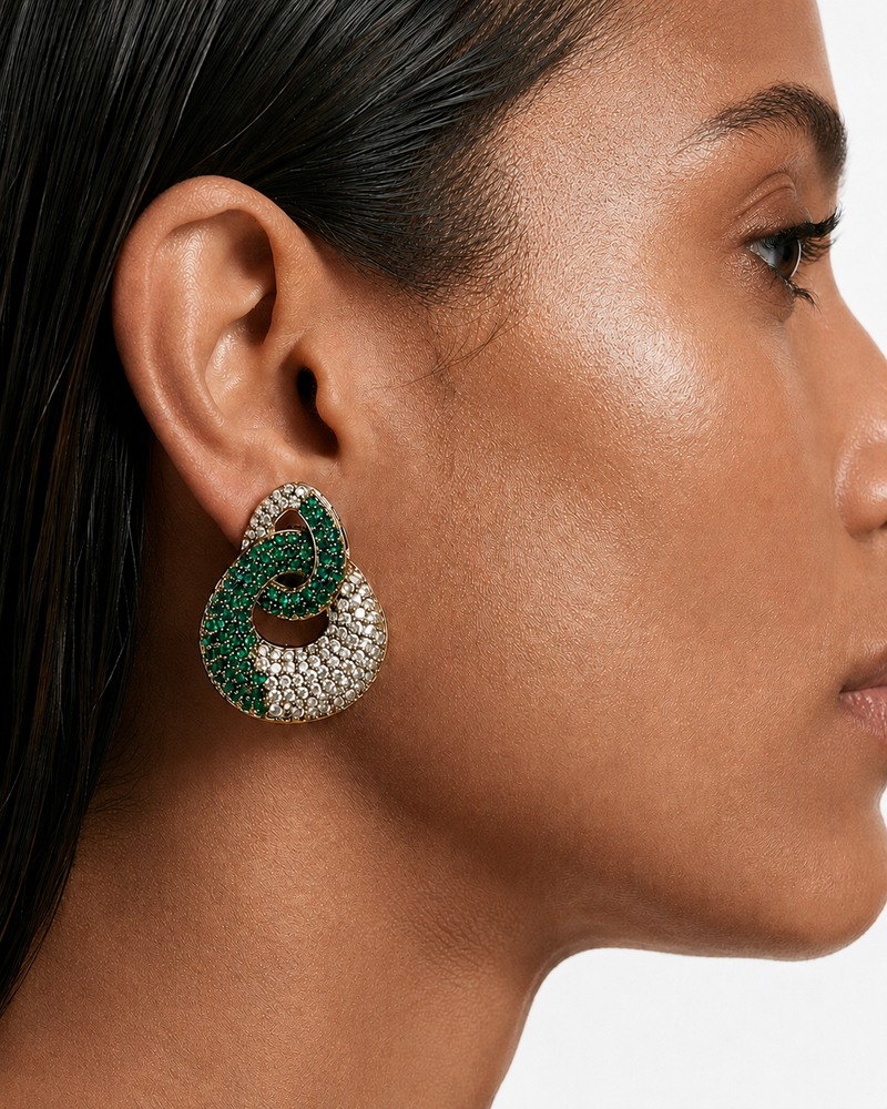 Nemi Emerald Diamond Stud Earrings