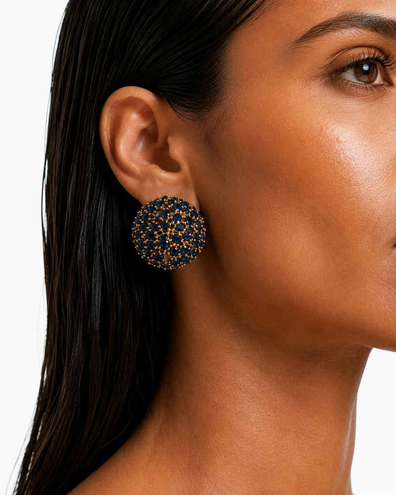 Ruhana Sapphire Dome Stud Earrings
