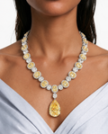 Vana Citrine Pear Drop Diamond-Like Zircon Necklace Set (Necklace & Earrings)