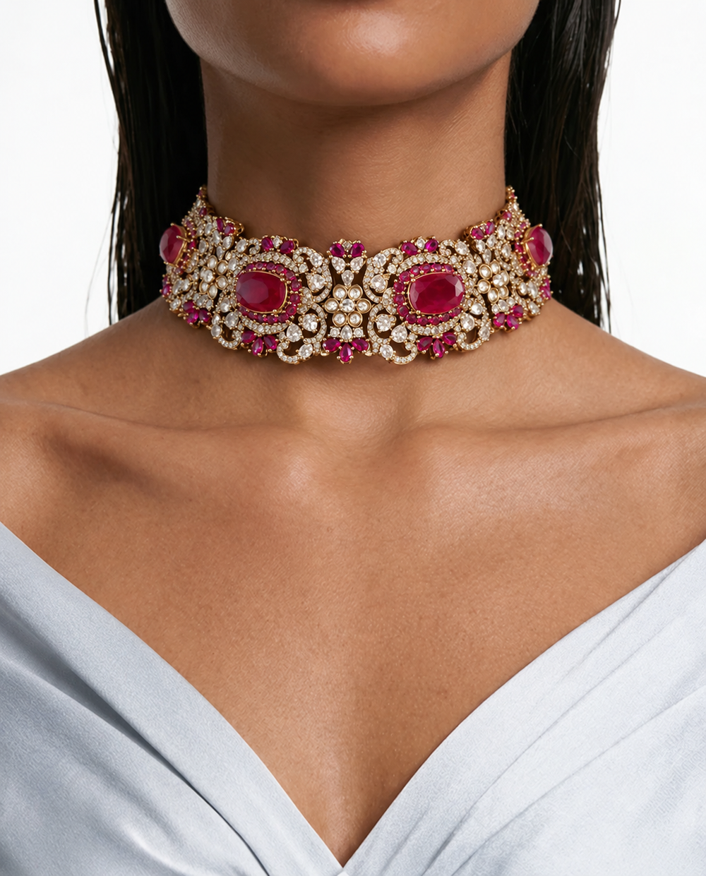 Set de collar Heart & Diamond (collar, mang tika y aretes)