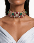 Hart- en diamanten kettingset (ketting, mang tika & oorbellen)