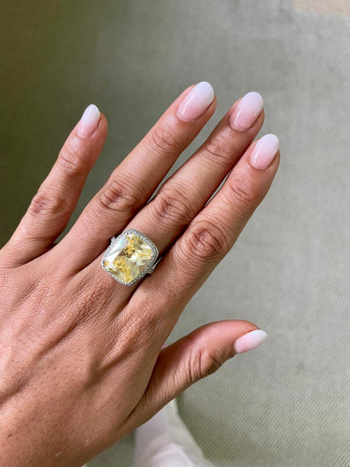 Citrine Baguette Diamond Line Cocktail Ring by Prerto — Indian & Arab festive jewellery