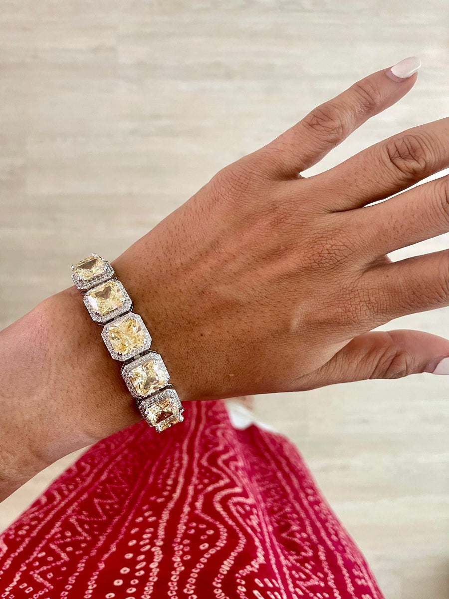 Citrine Cuboid Tennis Bracelet