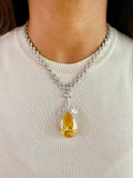 Citrine Elliptic Dimonte Necklace & Earrings Set — front view — Prerto