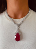 Ruby Elliptic Dimonte Necklace & Earrings Set — front view — Prerto