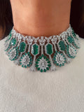 Lara Emerald Diamond Couture Choker Necklace Set — front view — Prerto
