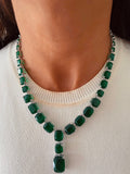 Emerald Drop Statement Necklace Set — front view — Prerto