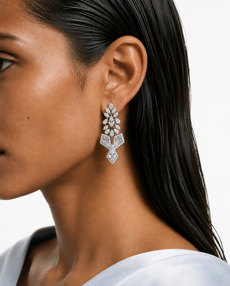 Eina Diamond-Like Zircon Statement Necklace Set – Necklace & Earrings