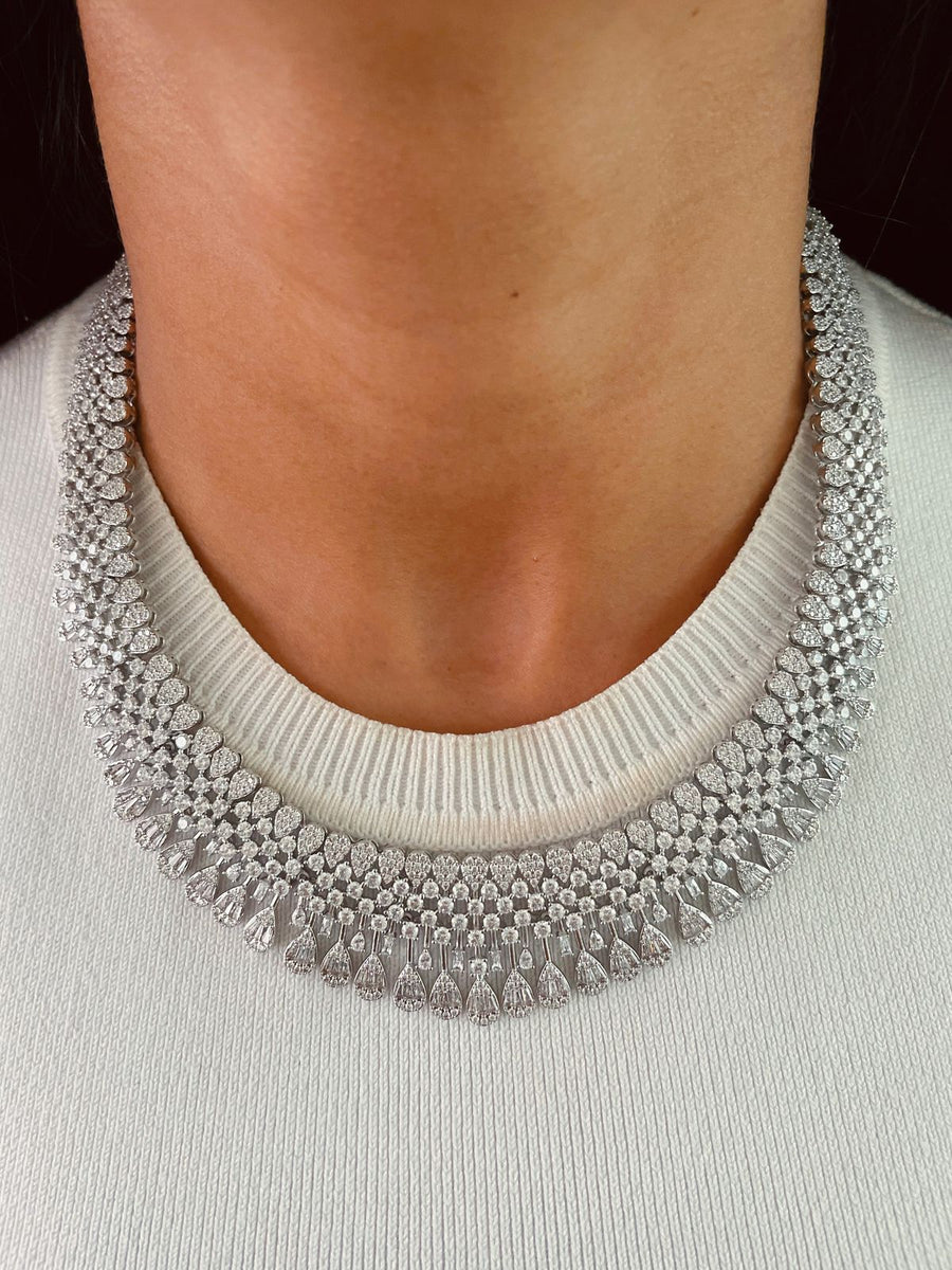 Diamond Floral Necklace Set