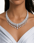 Calista Floral Drop Diamond-Like Zircon Necklace Set – Necklace & Earrings