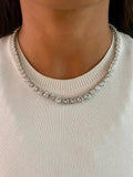 Diamond Single Layer Tennis Necklace & Earrings Set — front view — Prerto