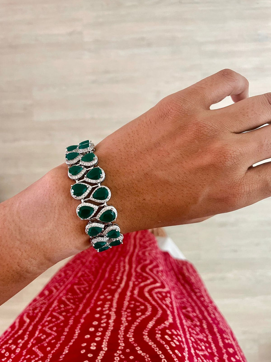 Double Layer Emerald Diamonte Bracelet