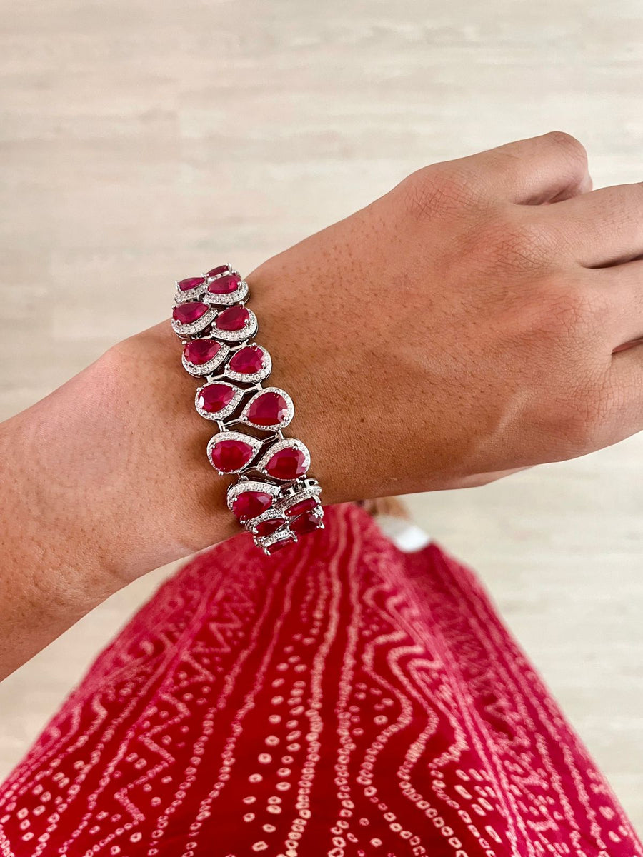 Double Layer Ruby Diamonte Bracelet