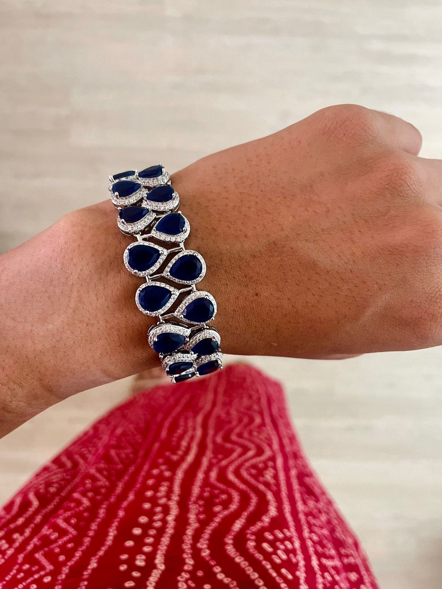 Double Layer Sapphire Diamonte Bracelet