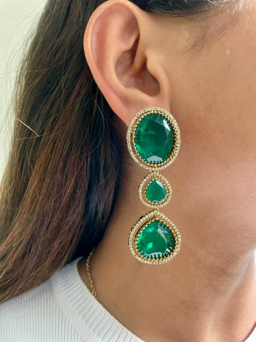 Maharani Emerald Meena Kundan Perman Collier (boucles d'oreilles et collier)