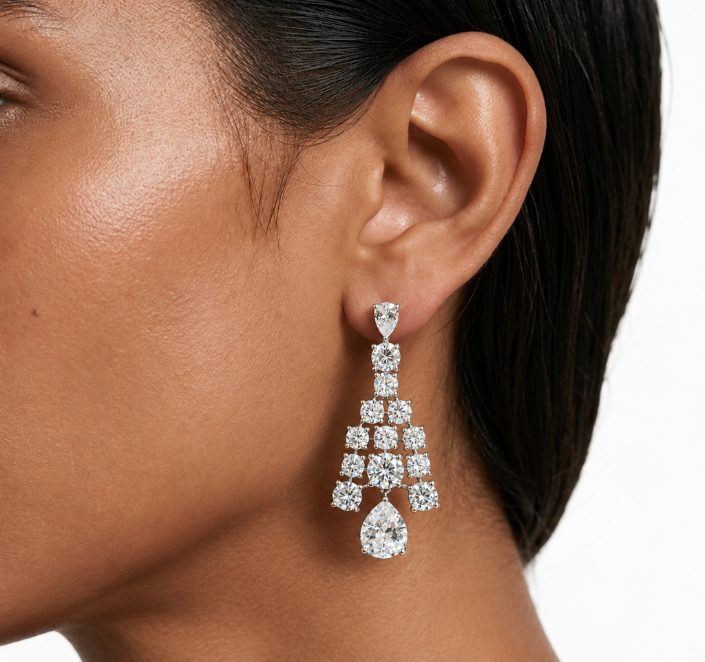 Ensemble collier Solenne en forme de poire et de zircons semblables à des diamants – Collier et boucles d'oreilles