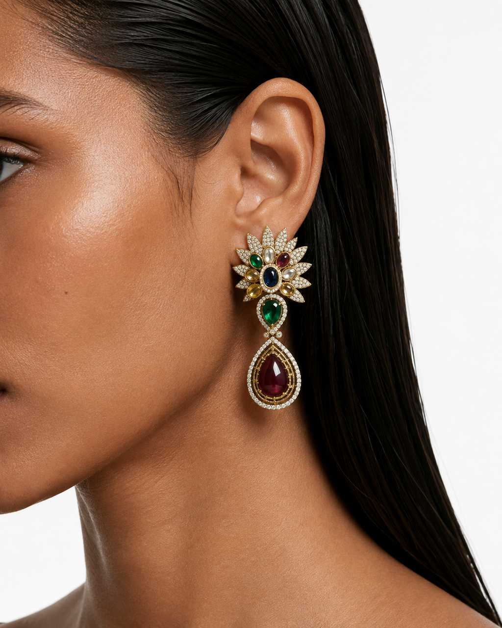 Jehra Multicolor Paisley Kundan Necklace Set – Necklace & Earrings