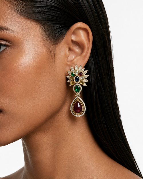 Jehra Multicolor Paisley Kundan Necklace Set – Necklace & Earrings