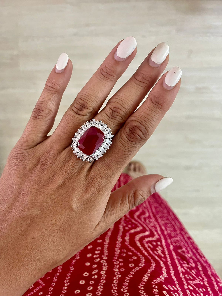 Elliptical Ruby Dimonte Ring