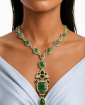 Raiya Emerald Drop Necklace Set – Necklace & Earrings