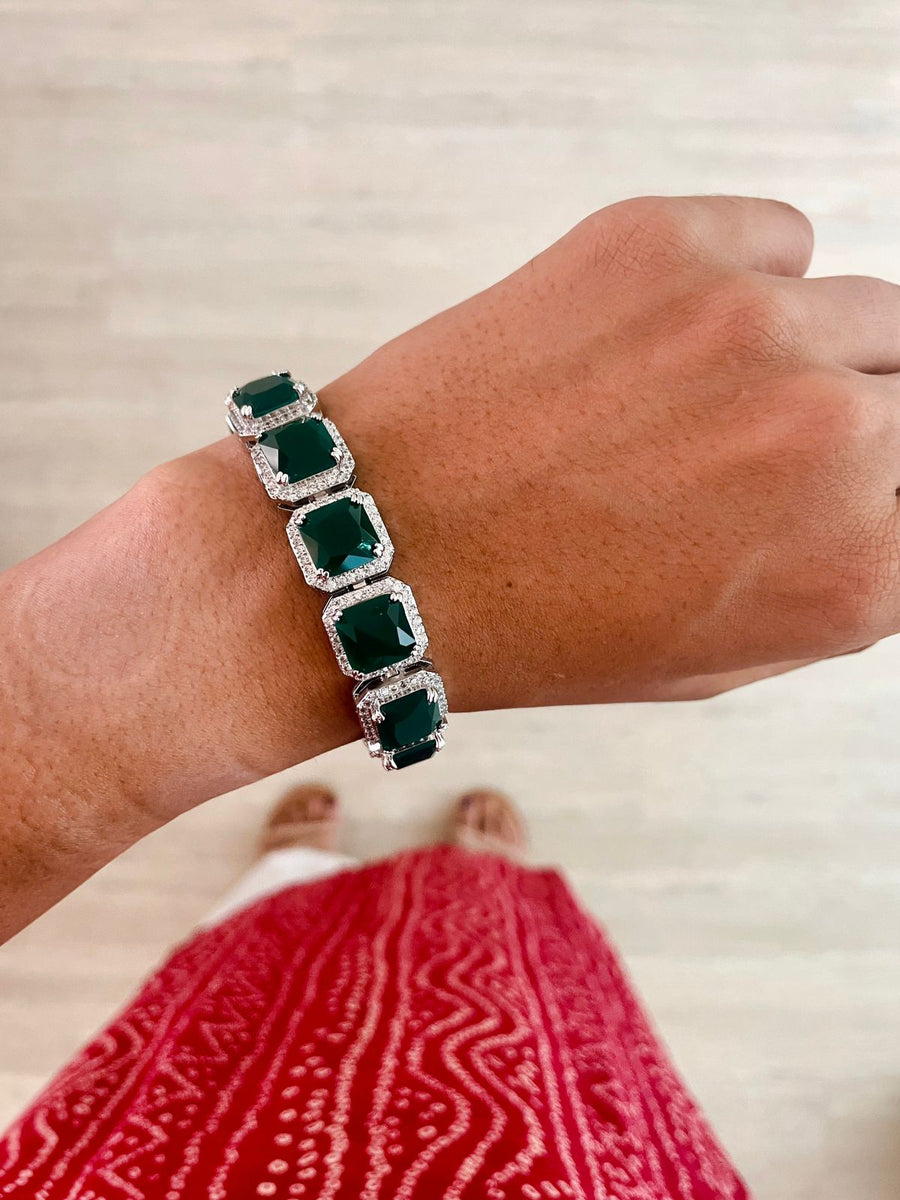 Emerald Cuboid Tennis Bracelet