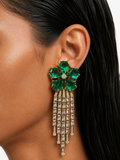 Zevia Emerald & Diamond Flower with Zircon Diamond Detailing Earrings