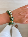 Brazaletes Vani Emerald Polki Kundan Pearl Kada (juego de 2)
