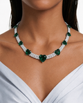 Cupid Emerald Heart Line Diamond-Like Zircon Necklace Set – Necklace & Earrings