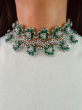 Hart- en diamanten kettingset (ketting, mang tika & oorbellen)