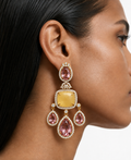 Luma Pink & Citrine Diamond Drop Earrings