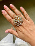 Floral Kundan Diamond Cocktail Ring by Prerto — Indian & Arab festive jewellery