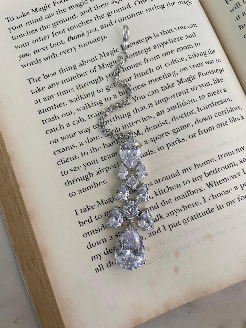 Geometric Drops Statement Diamond Necklace Set — detail view — Prerto
