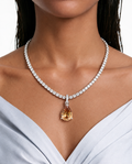 Juego de collar con colgante de pera y circonita tipo diamante de citrino Eliska (collar y pendientes)