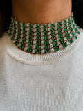 Heart Emeralds & Diamond Necklace Set — front view — Prerto