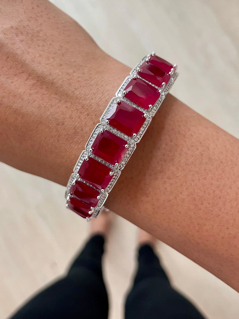 Ruby Gemstone Diamond Setting Bangle by Prerto — Indian & Arab bridal jewellery