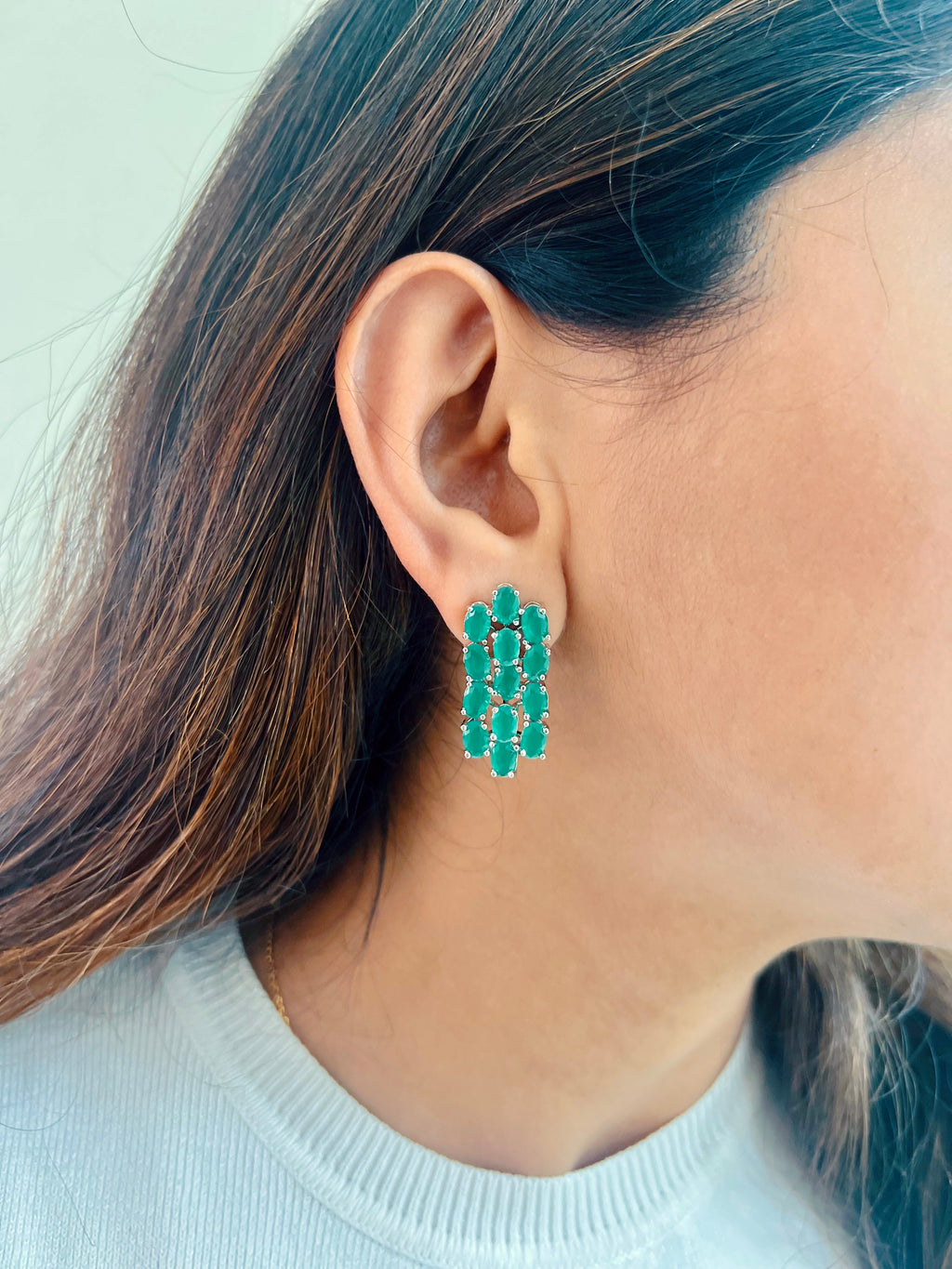 Kate Emerald Diamond Choker & Earrings Set — worn on model — Prerto
