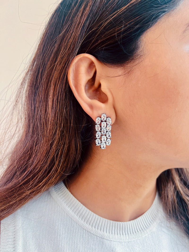 Kate Gunmetal Diamante Choker & Earrings Set — worn on model — Prerto