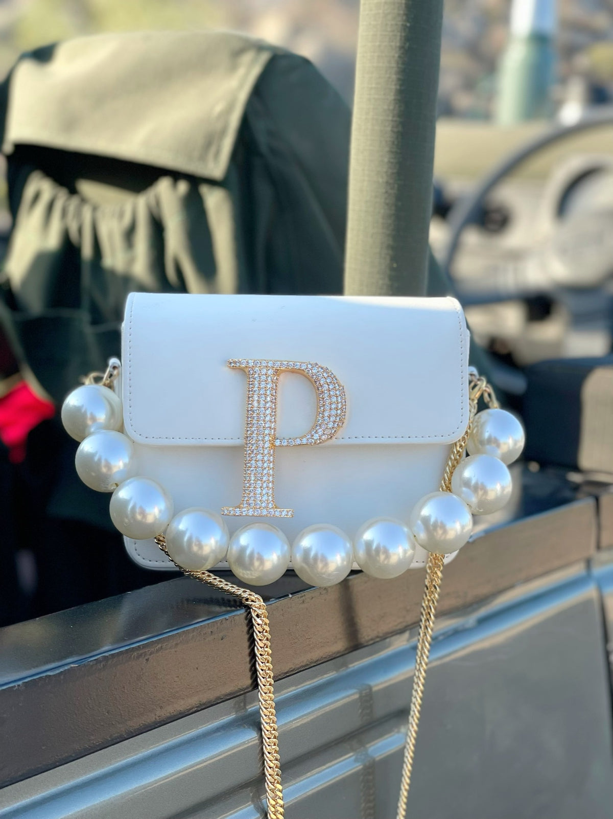 Personalised White Crossbody Bag by Prerto — side view
