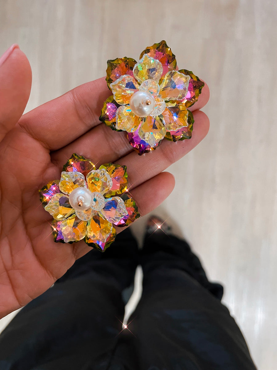 Enchanted Rainforest Rainbow Floral Studs