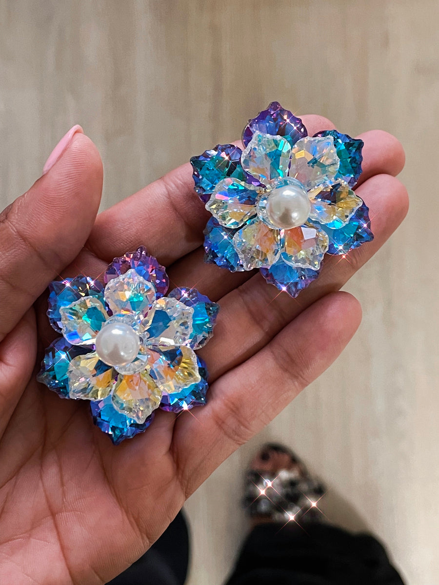 Enchanted Rainy Rainbow Floral Studs