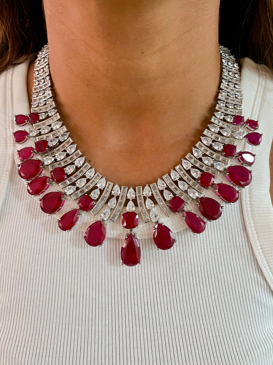 Magnolia Ruby Set (Earrings, Necklace, Ring & Bracelet)