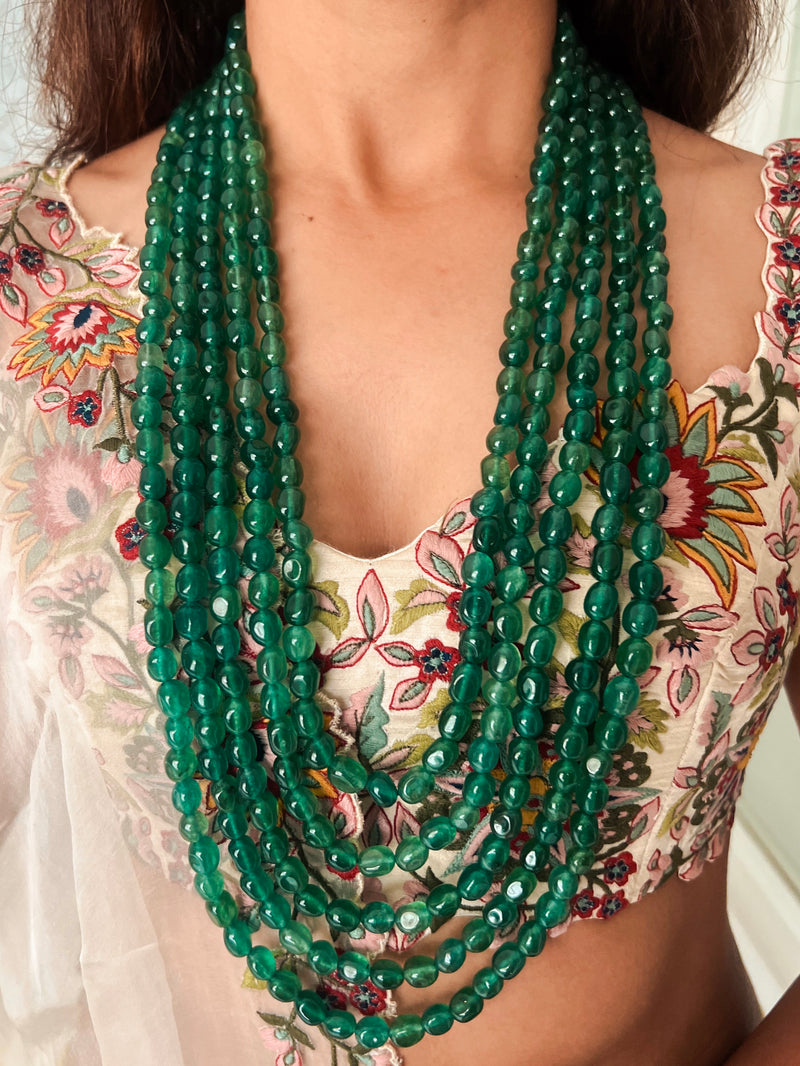 5 Layered Emerald Statement Necklace by Prerto — Indian & Arab wedding jewellery