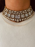 Anand Polki Diamond Kundan Victorian Necklace Earrings Maang Tika Set by Prerto