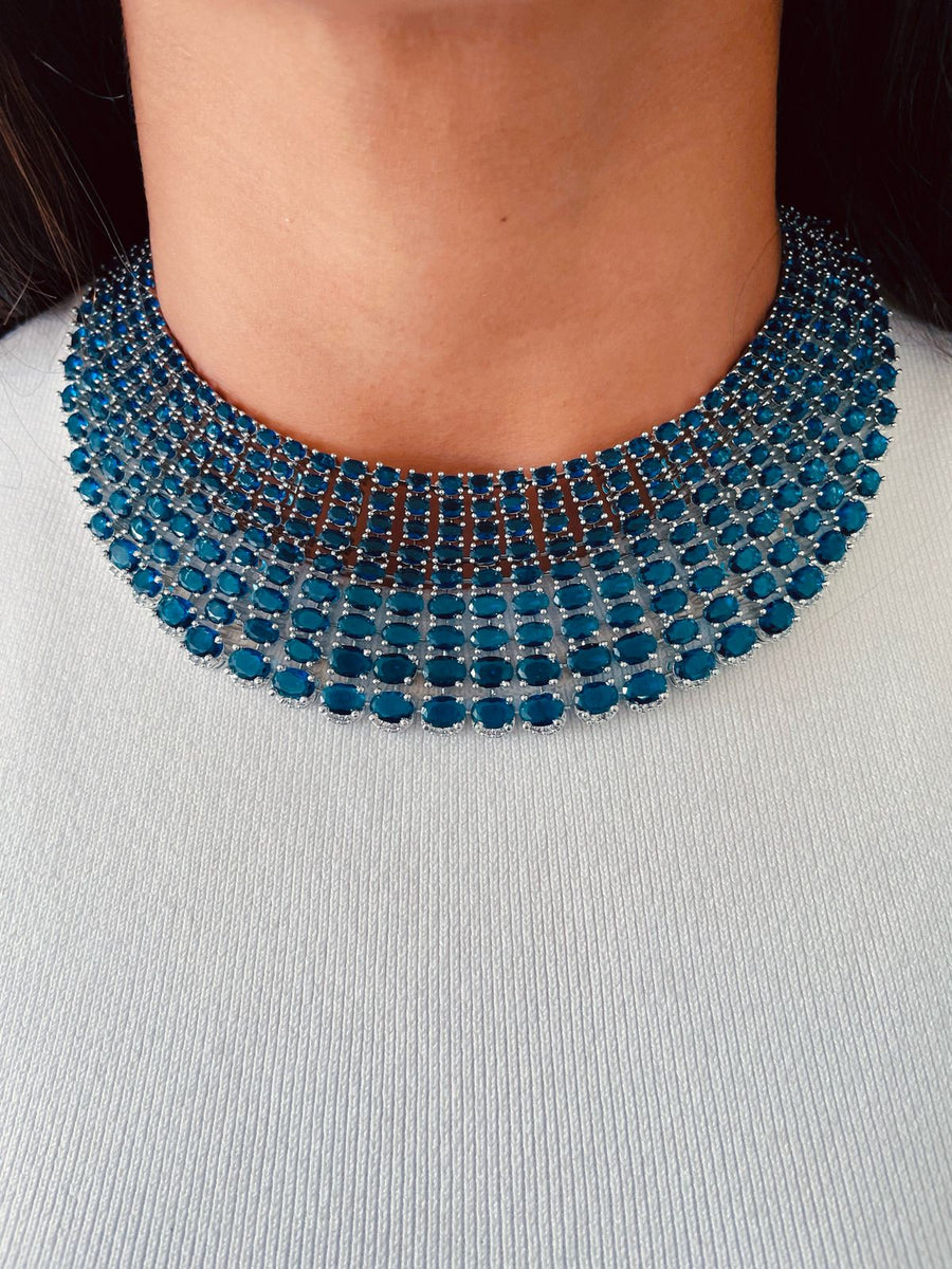 Maharani Esmeralda Meena Kundan Collar por perla (Pendientes y collar)
