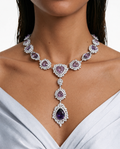 Conjunto de collar de circonitas con forma de diamante y lágrima de corazón morado Mishka - Collar y aretes