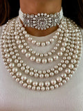 Maharani Lumi & Paso Pearly Trio Diamond Necklace Set — front view — Prerto