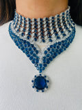 Maharani Ramona & Heart Sapphire Diamond Duo Necklace Set — front view — Prerto